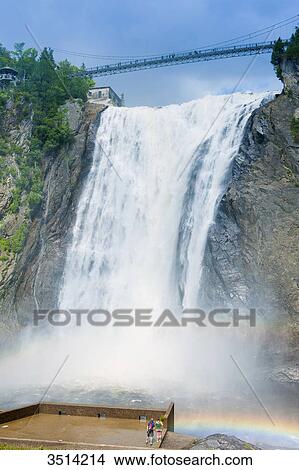 Canada, Province of Quebec. In the neighborhood of Quebec: the Montmorency Falls, 83 meters high View Large Photo Image Picture - Canada, Province of Quebec. In the neighborhood of Quebec: the Montmorency Falls, 83 meters high. Fotosearch