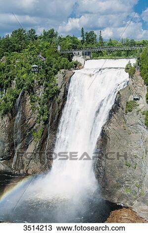 Canada, Province of Quebec. In the neighborhood of Quebec: the Montmorency Falls, 83 meters high View Large Photo Image Stock Image - Canada, Province of Quebec. In the neighborhood of Quebec: the Montmorency Falls, 83 meters high. Fotosearch