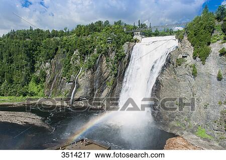 Stock Photo - Canada, Province of Quebec. In the neighborhood of Quebec: the Montmorency Falls, 83 meters high. Fotosearch