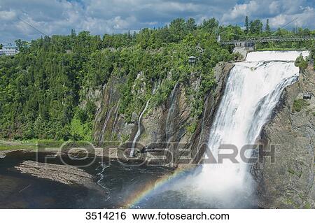 Canada, Province of Quebec. In the neighborhood of Quebec: the Montmorency Falls, 83 meters high View Large Photo Image Stock Photograph - Canada, Province of Quebec. In the neighborhood of Quebec: the Montmorency Falls, 83 meters high. Fotosearch