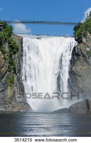 Canada, Province of Quebec. In the neighborhood of Quebec: the Montmorency Falls, 83 meters high View Large Photo Image Stock Photography - Canada, Province of Quebec. In the neighborhood of Quebec: the Montmorency Falls, 83 meters high. Fotosearch