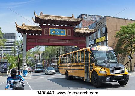 Stock Image - Canada. Province of Quebec, Montreal. The city center. Saint Urbain street. Door of the chinese district. Fotosearch