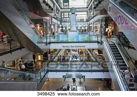Canada. Province of Quebec, Montreal. The city center. Rue Sainte Catherine. Shopping mall of the subway station Saint Catherine View Large Photo Image Stock Photography - Canada. Province of Quebec, Montreal. The city center. Rue Sainte Catherine. Shopping mall of the subway station Saint Catherine. Fotosearch