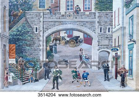 Canada, Province of Quebec. Quebec town. Old city. Notre Dame street. The fresco of the Quebeckers View Large Photo Image Picture - Canada, Province of Quebec. Quebec town. Old city. Notre Dame street. The fresco of the Quebeckers. Fotosearch