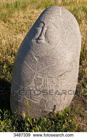 Central Asia, Kyrgyzstan, Chuy province, Burana Tower (11th), archeological site, grave marks (balbal) from the 7th and 11th century representing worthy Turkish soldiers View Large Photo Image Stock Photo - Central Asia, Kyrgyzstan, Chuy province, Burana Tower (11th), archeological site, grave marks (balbal) from the 7th and 11th century representing worthy Turkish soldiers. Fotosearch
