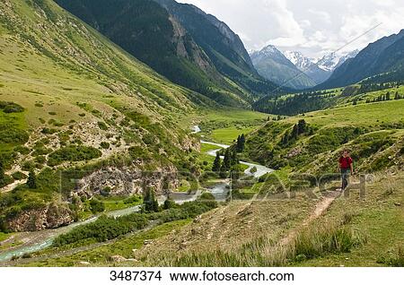 Picture - Central Asia, Kyrgyzstan, Issyk Kul Province (Ysyk-Kl), Juuku valley, the explorer Ella Maillart walked through this valley during her journey in central Asia. Fotosearch