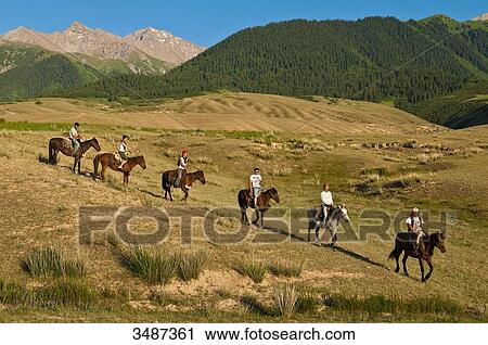 Central Asia, Kyrgyzstan, Issyk Kul Province (Ysyk-Kl), Juuku valley, equestrian trip for the Shepherd's Way trekking team View Large Photo Image Stock Image - Central Asia, Kyrgyzstan, Issyk Kul Province (Ysyk-Kl), Juuku valley, equestrian trip for the Shepherd's Way trekking team. Fotosearch