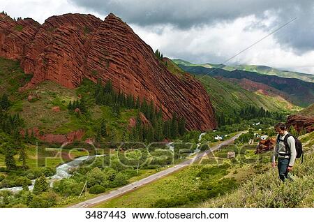 Central Asia, Kyrgyzstan, Issyk Kul Province (Ysyk-Kl), Issyk Kul Lake, Jeti ghz, the seven red sandstone cliffs View Large Photo Image Stock Image - Central Asia, Kyrgyzstan, Issyk Kul Province (Ysyk-Kl), Issyk Kul Lake, Jeti ghz, the seven red sandstone cliffs. Fotosearch