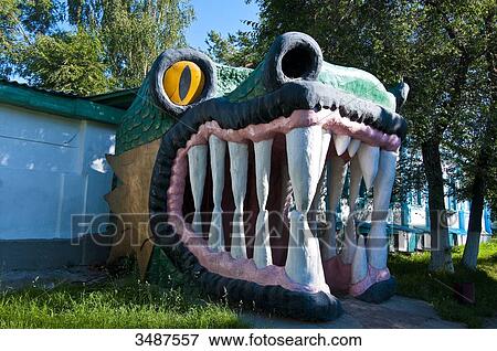 Central Asia, Kyrgyzstan, Issyk Kul Province (Ysyk-Kl), Karakol, entrance of a house looking like a dragon View Large Photo Image Stock Photo - Central Asia, Kyrgyzstan, Issyk Kul Province (Ysyk-Kl), Karakol, entrance of a house looking like a dragon. Fotosearch