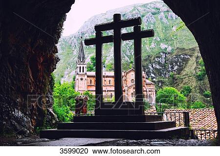 Church of Covadonga view caves, Asturias, Spain View Large Photo Image Stock Image - Church of Covadonga view caves, Asturias, Spain. Fotosearch