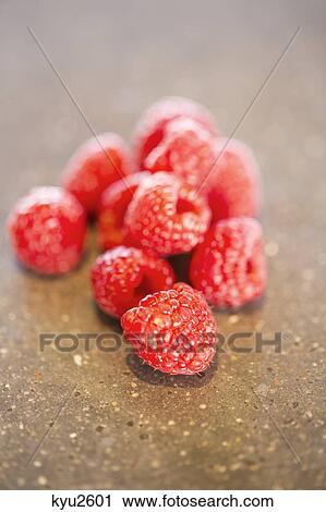 Stock Image - Close-up of raspberries. Fotosearch