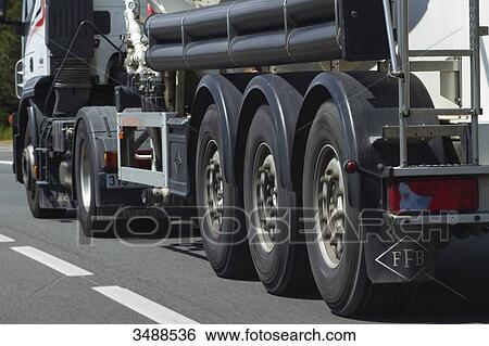 Closeup of the wheels of a driving tank truck View Large Photo Image Stock Photograph - Closeup of the wheels of a driving tank truck. Fotosearch