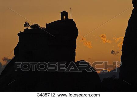 Europe, Grece, Plain of Thessaly, Valley of Penee, World Heritage of UNESCO since 1988, Orthodox Christian monasteries of Meteora perched atop impressive gray rock masses sculpted by erosion, Monastery of Saint Nicolas View Large Photo Image Stock Image - Europe, Grece, Plain of Thessaly, Valley of Penee, World Heritage of UNESCO since 1988, Orthodox Christian monasteries of Meteora perched atop impressive gray rock masses sculpted by erosion, Monastery of Saint Nicolas. Fotosearch