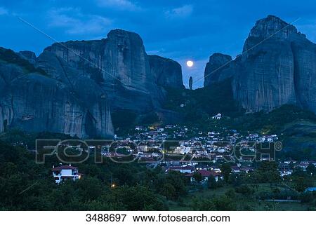 Europe, Grece, Plain of Thessaly, Valley of Penee, World Heritage of UNESCO since 1988, Orthodox Christian monasteries of Meteora perched atop impressive gray rock masses sculpted by erosion, the village of Kastraki View Large Photo Image Stock Photo - Europe, Grece, Plain of Thessaly, Valley of Penee, World Heritage of UNESCO since 1988, Orthodox Christian monasteries of Meteora perched atop impressive gray rock masses sculpted by erosion, the village of Kastraki. Fotosearch