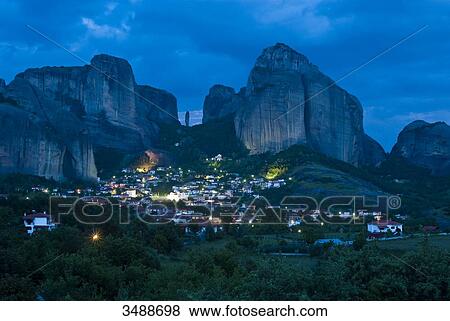 Europe, Grece, Plain of Thessaly, Valley of Penee, World Heritage of UNESCO since 1988, Orthodox Christian monasteries of Meteora perched atop impressive gray rock masses sculpted by erosion, the village of Kastraki View Large Photo Image Stock Photo - Europe, Grece, Plain of Thessaly, Valley of Penee, World Heritage of UNESCO since 1988, Orthodox Christian monasteries of Meteora perched atop impressive gray rock masses sculpted by erosion, the village of Kastraki. Fotosearch