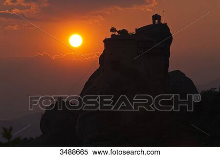 Europe, Grece, Plain of Thessaly, Valley of Penee, World Heritage of UNESCO since 1988, Orthodox Christian monasteries of Meteora perched atop impressive gray rock masses sculpted by erosion, Monastery of Saint Nicolas View Large Photo Image Stock Photography - Europe, Grece, Plain of Thessaly, Valley of Penee, World Heritage of UNESCO since 1988, Orthodox Christian monasteries of Meteora perched atop impressive gray rock masses sculpted by erosion, Monastery of Saint Nicolas. Fotosearch
