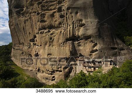 Europe, Grece, Plain of Thessaly, Valley of Penee, World Heritage of UNESCO since 1988, Orthodox Christian monasteries of Meteora perched atop impressive gray rock masses sculpted by erosion, former hermitage that became a monastery View Large Photo Image Stock Photography - Europe, Grece, Plain of Thessaly, Valley of Penee, World Heritage of UNESCO since 1988, Orthodox Christian monasteries of Meteora perched atop impressive gray rock masses sculpted by erosion, former hermitage that became a monastery. Fotosearch