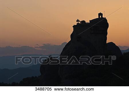 Europe, Grece, Plain of Thessaly, Valley of Penee, World Heritage of UNESCO since 1988, Orthodox Christian monasteries of Meteora perched atop impressive gray rock masses sculpted by erosion, Monastery of Saint Nicolas View Large Photo Image Stock Photography - Europe, Grece, Plain of Thessaly, Valley of Penee, World Heritage of UNESCO since 1988, Orthodox Christian monasteries of Meteora perched atop impressive gray rock masses sculpted by erosion, Monastery of Saint Nicolas. Fotosearch