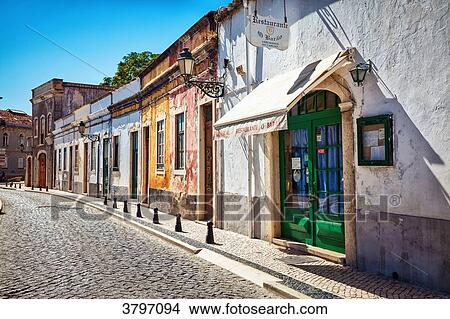 Facade of a restaurant in the city of Faro, Algarve region, Portugal View Large Photo Image Picture - Facade of a restaurant in the city of Faro, Algarve region, Portugal. Fotosearch