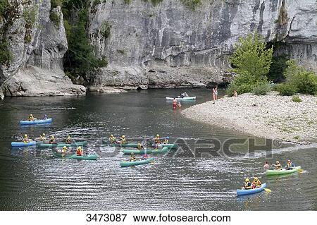 France, Ardeche, Berrias and Casteljau, the Chassezac gorges, kayaking down the Chassezac at Mazet beach View Large Photo Image Stock Photo - France, Ardeche, Berrias and Casteljau, the Chassezac gorges, kayaking down the Chassezac at Mazet beach. Fotosearch