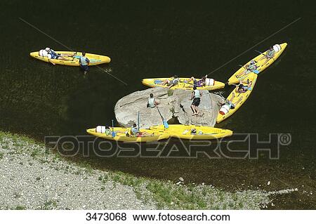 France, Ardeche, The Vans, The grooves of the Chassezac, lowering of the Chassezac in kayak View Large Photo Image Stock Photo - France, Ardeche, The Vans, The grooves of the Chassezac, lowering of the Chassezac in kayak. Fotosearch
