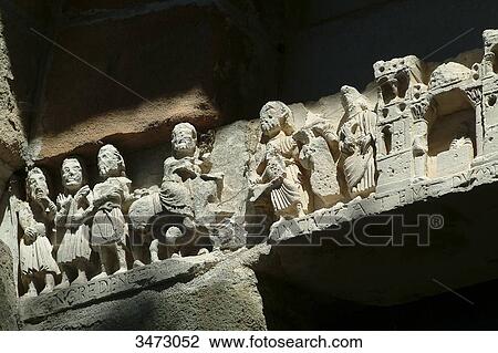 France, Ardeche, Thines, Church of Thines, on the lintel, a frieze of small characters representing the entry in Jerusalem, the Last Supper, Judas' kiss View Large Photo Image Stock Image - France, Ardeche, Thines, Church of Thines, on the lintel, a frieze of small characters representing the entry in Jerusalem, the Last Supper, Judas' kiss. Fotosearch