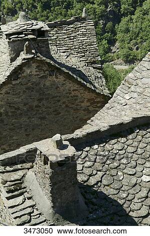 France, Ardeche, Thines, flagstone roofs of the village of Thines View Large Photo Image Stock Image - France, Ardeche, Thines, flagstone roofs of the village of Thines. Fotosearch