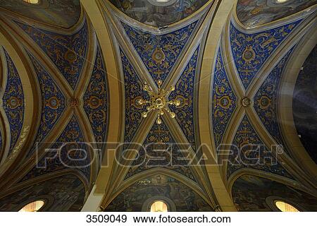 France Ariege Painted Ceiling Of The Church Of Notre Dame Du Val