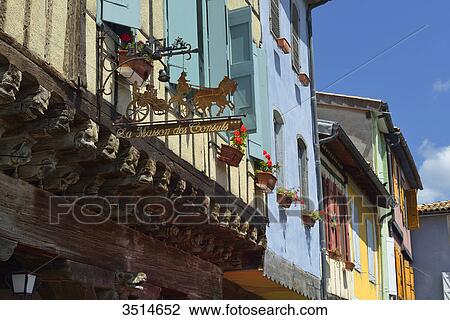 France, Ariege, seen against diving medieval half-timbered facades in Mirepoix View Large Photo Image Stock Image - France, Ariege, seen against diving medieval half-timbered facades in Mirepoix. Fotosearch