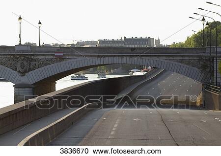 Stock Image - France, arts, Quai de la Rapee, highway.. Fotosearch