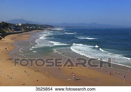 France, Basque Country, Biarritz. Plage des Basques. View Large Photo Image Picture - France, Basque Country, Biarritz. Plage des Basques.. Fotosearch