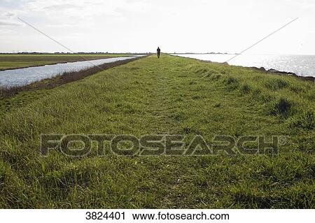 Stock Image - France, Bouin, Vendee, flood barrier.. Fotosearch