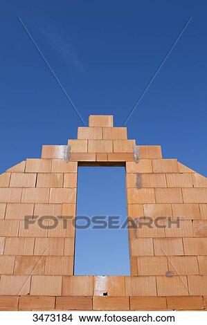 France, brick gables of a house under construction View Large Photo Image Picture - France, brick gables of a house under construction. Fotosearch