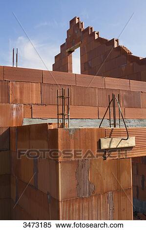France, brick house under construction View Large Photo Image Stock Photography - France, brick house under construction. Fotosearch