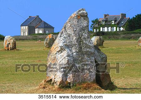 France, Brittany, Crozon Peninsula. Camaret sur Mer. Line of standing stones (Lagatjar). View Large Photo Image Picture - France, Brittany, Crozon Peninsula. Camaret sur Mer. Line of standing stones (Lagatjar).. Fotosearch