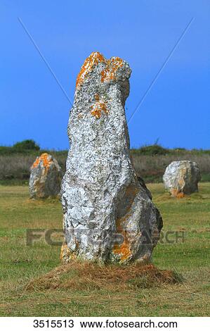France, Brittany, Crozon Peninsula. Camaret sur Mer. Line of standing stones (Lagatjar). View Large Photo Image Stock Image - France, Brittany, Crozon Peninsula. Camaret sur Mer. Line of standing stones (Lagatjar).. Fotosearch
