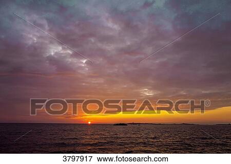 France, Brittany, Finistere (29), the Glenan Islands, Penflet island, sunrise View Large Photo Image Stock Photo - France, Brittany, Finistere (29), the Glenan Islands, Penflet island, sunrise. Fotosearch