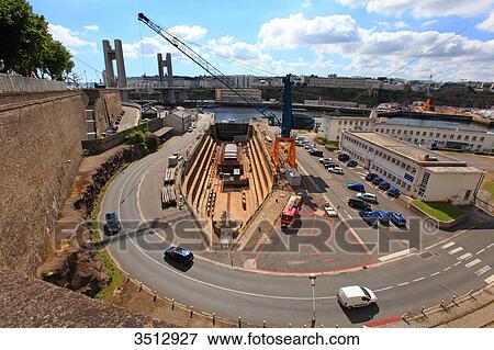 France, Brittany, Finistere, Brest. Dry dock. View Large Photo Image Stock Photo - France, Brittany, Finistere, Brest. Dry dock.. Fotosearch
