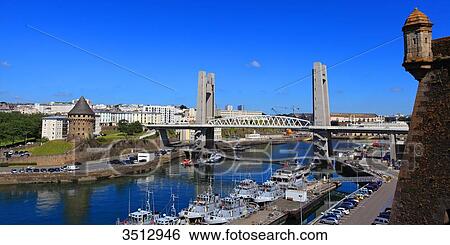 France, Brittany, Finistere, Brest. Pont de Recouvrance. View Large Photo Image Stock Photograph - France, Brittany, Finistere, Brest. Pont de Recouvrance.. Fotosearch