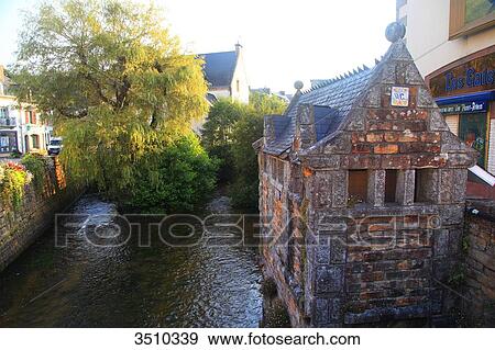 Stock Photo - France, Brittany, Finistere, Pont Aven. Public restroom.. Fotosearch