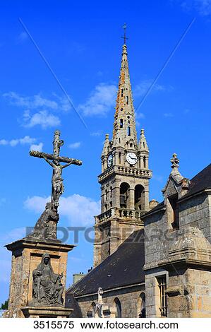 Stock Photography - France, Brittany. Guiscriff. Church.. Fotosearch
