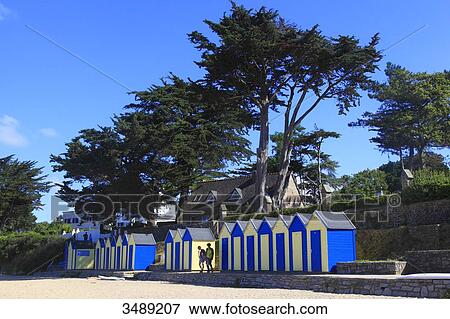 France, Brittany. Ile aux Moines. Le lerio. Beach huts View Large Photo Image Stock Photo - France, Brittany. Ile aux Moines. Le lerio. Beach huts. Fotosearch