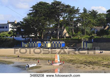 France, Brittany. Ile aux Moines. Le lerio. Beach huts View Large Photo Image Stock Photo - France, Brittany. Ile aux Moines. Le lerio. Beach huts. Fotosearch