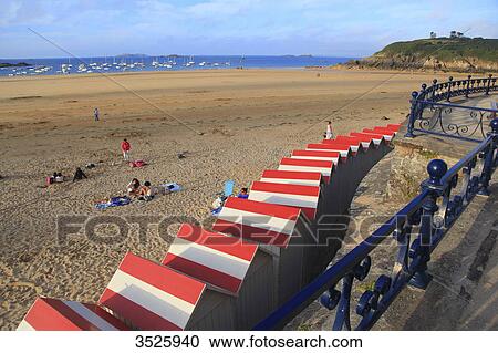 France, Brittany, Ille et Vilaine, St Lunaire. Beach huts View Large Photo Image Stock Image - France, Brittany, Ille et Vilaine, St Lunaire. Beach huts. Fotosearch