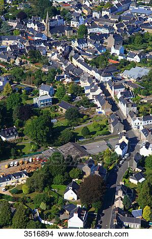 Picture - France, Brittany, Morbihan. Aerial view. Bannalec. Fotosearch