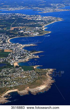 France, Brittany, Morbihan. Aerial view. Pointe du Talus. Larmor-Plage. View Large Photo Image Stock Image - France, Brittany, Morbihan. Aerial view. Pointe du Talus. Larmor-Plage.. Fotosearch