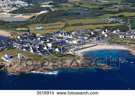 Stock Photography - France, Brittany, Morbihan. Aerial view. Couregant cape. Le castel. Fotosearch