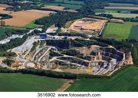 France, Brittany, Morbihan. Aerial view of a quarry. View Large Photo Image Stock Image - France, Brittany, Morbihan. Aerial view of a quarry.. Fotosearch