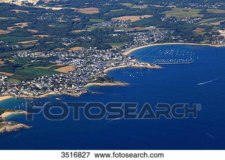 Stock Photo - France, Brittany, Morbihan. Lomener. Aerial view.. Fotosearch