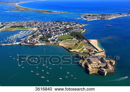 France, Brittany, Morbihan. Lorient. Port Louis citadel. Aerial view. View Large Photo Image Stock Image - France, Brittany, Morbihan. Lorient. Port Louis citadel. Aerial view.. Fotosearch